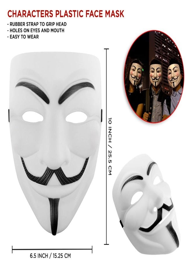 ASBK Multi Color Plastic Cyberpunk Hacker Halloween Christmas and Event Theme party/Cosplay Mask (White) - Image 3